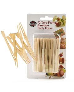 BAMBOO TWO-PRONG PARTY FORKS, 3.5", 72 PCS