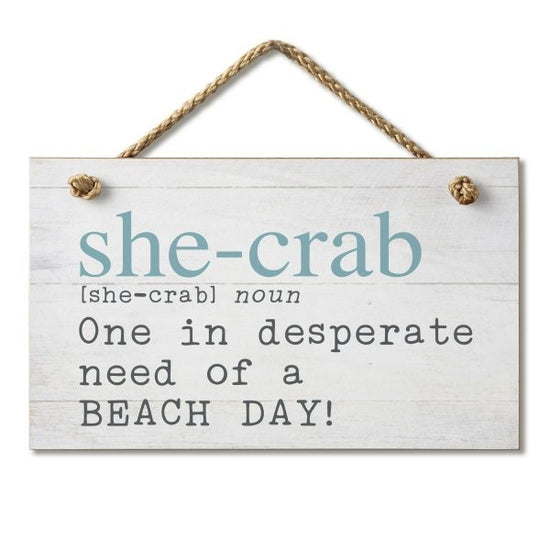 Hanging Wood Sign 9.5" x 5.75" - She Crab